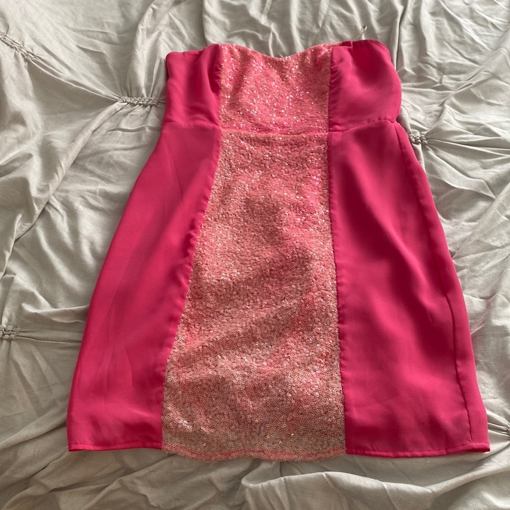 Hot Pink Strapless Dress